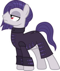 Size: 882x1047 | Tagged: safe, artist:lightningbolt, derpibooru exclusive, funnel web, earth pony, pony, g4, honest apple, .svg available, clothes, emo, frown, jacket, lidded eyes, male, model, show accurate, simple background, solo, stallion, standing, svg, transparent background, vector