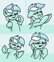 Size: 720x820 | Tagged: safe, artist:plunger, lyra heartstrings, pony, unicorn, g4, 4chan, drawthread, eyes closed, female, floppy ears, frown, markiplier, parody, ponified, solo
