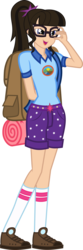 Size: 2630x7969 | Tagged: safe, artist:eagle1division, artist:uponia, sci-twi, twilight sparkle, equestria girls, g4, absurd resolution, backpack, clothes, female, glasses, human coloration, natural hair color, realistic proportions, shorts, simple background, sleeping bag, socks, solo, transparent background, vector