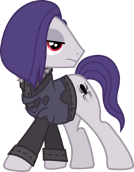 Size: 772x986 | Tagged: safe, artist:lightningbolt, derpibooru exclusive, funnel web, earth pony, pony, g4, honest apple, .svg available, clothes, emo, frown, hair over one eye, jacket, lidded eyes, looking back, male, model, ripped, ripped shirt, ripped sleeves, shirt, show accurate, simple background, solo, spikes, stallion, standing, strutting, svg, transparent background, undershirt, vector
