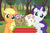 Size: 6000x4000 | Tagged: safe, artist:spottedlions, applejack, rarity, oc, oc:angora, oc:burlap, earth pony, pony, unicorn, g4, absurd resolution, apple tree, baby, baby pony, family, female, freckles, lesbian, looking at you, magical lesbian spawn, mare, next generation, offspring, parent:applejack, parent:rarity, parents:rarijack, ship:rarijack, shipping, smiling, sweet apple acres, tree