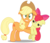 Size: 3527x3000 | Tagged: safe, artist:brony-works, apple bloom, applejack, earth pony, pony, bridle gossip, g4, apple bloom is not amused, female, filly, floppy ears, high res, mare, simple background, transparent background, vector