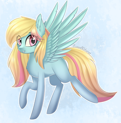Size: 1024x1038 | Tagged: safe, artist:queenofsilvers, oc, oc only, pegasus, pony, commission, female, looking at you, mare, raised hoof, smiling, solo, spread wings, wings