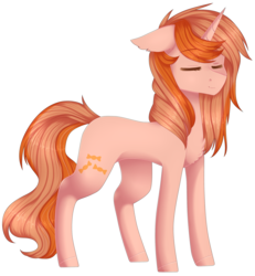 Size: 2163x2337 | Tagged: safe, artist:shiromidorii, oc, oc only, oc:butterscotch, pony, unicorn, chest fluff, eyes closed, female, high res, mare, simple background, solo, transparent background