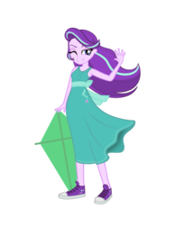 Size: 3000x3500 | Tagged: safe, artist:darthlena, starlight glimmer, equestria girls, g4, clothes, converse, cute, dress, dress interior, female, high res, kite, one eye closed, shoes, simple background, sneakers, solo, transparent background, vector, wind, wink