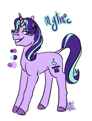 Size: 545x720 | Tagged: safe, artist:dserpentes, oc, oc only, oc:mythic, pony, unicorn, female, grin, leonine tail, lidded eyes, magical lesbian spawn, offspring, parent:starlight glimmer, parent:trixie, parents:startrix, simple background, smiling, solo, white background