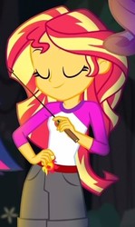 Size: 279x468 | Tagged: safe, screencap, sunset shimmer, equestria girls, g4, my little pony equestria girls: legend of everfree, cropped, eyes closed
