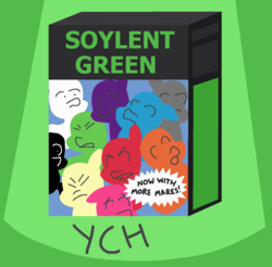 Size: 1383x1359 | Tagged: safe, artist:threetwotwo32232, pony, box, commission, male, parody, soylent green, the simpsons, your character here