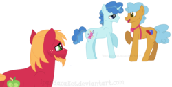 Size: 1600x804 | Tagged: safe, artist:ipandacakes, big macintosh, party favor, twisty pop, earth pony, pony, g4, older, partypop, simple background, transparent background