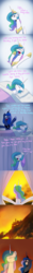 Size: 1200x9600 | Tagged: safe, artist:anticular, princess celestia, princess luna, alicorn, pony, ask sunshine and moonbeams, a royal problem, g4, :3, bed, canterlot, canterlot castle, comic, dark comedy, duo, duo female, epic fail, faic, fail, female, fire, funny, grin, high res, mare, nervous, nervous smile, oh crap face, pinpoint eyes, rick and morty, screaming, sleeping, smiling, sweat, sweatdrop, this will end in tears and/or a journey to the moon, woonoggles, you had one job