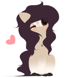 Size: 1024x1209 | Tagged: safe, artist:mauuwde, oc, oc only, oc:maude, earth pony, pony, female, heart, mare, one eye closed, simple background, sitting, solo, transparent background, wink