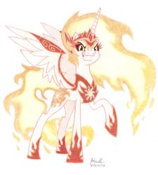 Size: 1024x1139 | Tagged: safe, artist:soulsliver249, daybreaker, alicorn, pony, a royal problem, g4, female, looking at you, mare, smiling, solo, traditional art