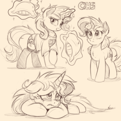 Size: 2048x2048 | Tagged: safe, artist:ncmares, sunset shimmer, pony, unicorn, g4, clothes, crying, cute, female, high res, hugs needed, magic, mare, monochrome, pillow, shimmerbetes, sketch, socks, solo, telekinesis