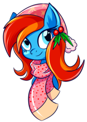 Size: 1242x1739 | Tagged: safe, artist:x-blackpearl-x, oc, oc only, oc:sea feather, pony, bust, christmas, clothes, digital art, female, holiday, holly, mare, portrait, simple background, smiling, solo, transparent background