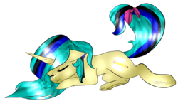 Size: 1507x856 | Tagged: safe, artist:ohhoneybell, oc, oc only, oc:angel draw, pony, unicorn, female, mare, simple background, sleeping, solo, transparent background