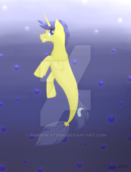 Size: 400x525 | Tagged: safe, artist:gamingcat2000, comet tail, oc, oc only, merpony, seapony (g4), unicorn, g4, bubble, fish tail, horn, obtrusive watermark, ocean, seaponified, solo, species swap, tail, underwater, water, watermark