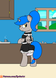 Size: 1000x1400 | Tagged: safe, artist:spritepony, oc, oc only, oc:sprite, alicorn, pony, semi-anthro, adult foal, alicorn oc, bedroom eyes, bipedal, clothes, diaper, diaper fetish, fetish, maid, non-baby in diaper, poofy diaper, solo, sprite's ponyville house