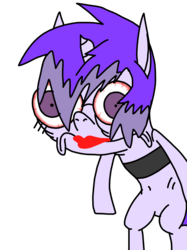 Size: 2048x2732 | Tagged: artist needed, safe, oc, oc only, oc:glass sight, pony, .mov, bloodshot eyes, creepy, drunk, high res, insomnia, lipstick, pony.mov, simple background, solo, transparent background