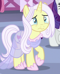 Size: 365x453 | Tagged: safe, screencap, lily lace, rarity, pony, unicorn, g4, honest apple, 3:, cropped, crying, cute, female, frown, mare, raised hoof, sad, solo focus, teary eyes, wavy mouth, wide eyes