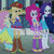 Size: 500x500 | Tagged: safe, screencap, applejack, fluttershy, pinkie pie, rarity, equestria girls, g4, my little pony equestria girls, bare shoulders, boots, bracelet, clothes, cowboy boots, cowboy hat, cropped, eyes closed, fall formal outfits, female, hat, high heel boots, jewelry, lidded eyes, looking at you, scarf, sleeveless, stairs, strapless, top hat