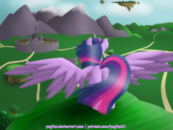 Size: 1280x960 | Tagged: safe, artist:yogfan, twilight sparkle, alicorn, pony, g4, butt, crossover, female, hyrule, plot, solo, spread wings, the legend of zelda, twilight sparkle (alicorn), wings