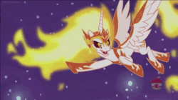 Size: 600x337 | Tagged: safe, screencap, daybreaker, pony, a royal problem, g4, animated, clapping, evil grin, female, gif, grin, happy, mane of fire, smiling, solo
