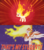 Size: 1051x1181 | Tagged: safe, artist:alphamonouryuuken, edit, edited screencap, screencap, daybreaker, twilight sparkle, fire pony, pony, a royal problem, feeling pinkie keen, g4, bad end, clapping, eyes closed, fiery teacher and apprentice, happy, mane of fire, meme, nightmare, rapidash twilight, student, teacher, teacher and student, that's my pony, that's my x, video game reference