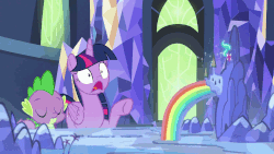 Size: 960x540 | Tagged: safe, screencap, spike, starlight glimmer, twilight sparkle, alicorn, dragon, pony, a royal problem, g4, animated, cutie map, faic, gif, twilight sparkle (alicorn), varying degrees of want