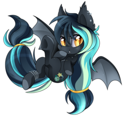 Size: 1000x941 | Tagged: safe, artist:thenornonthego, oc, oc only, oc:nebula crossing, bat pony, pony, bracelet, ear piercing, fangs, jewelry, leaning back, mischievous, piercing, ring, simple background, solo, tail, tail ring, transparent background, underhoof