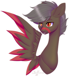 Size: 1325x1466 | Tagged: safe, artist:clefficia, oc, oc only, pegasus, pony, bust, colored wings, colored wingtips, one wing out, portrait, simple background, solo, transparent background