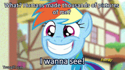 Size: 400x225 | Tagged: safe, edit, edited screencap, screencap, rainbow dash, pegasus, pony, g4, newbie dash, animated, caption, discovery family, discovery family logo, female, gif, gif with captions, mare, reversed, solo, wide eyes