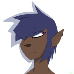 Size: 1688x1688 | Tagged: safe, artist:moonakart13, artist:moonaknight13, twilight sparkle, oc, oc:twilight night, human, g4, child, dark skin, edge, edgy, elf ears, female, humanized, piercing, simple background, solo, teenager, transparent background