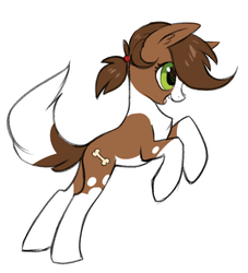 Size: 786x865 | Tagged: dead source, safe, artist:hioshiru, winona, earth pony, pony, g4, female, mare, ponified, ponified pony pets, side view, simple background, slender, smiling, solo, species swap, thin
