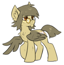 Size: 934x946 | Tagged: dead source, safe, artist:hioshiru, owlowiscious, pony, g4, facial hair, glasses, goatee, male, ponified, ponified pony pets, simple background, solo, stallion