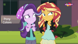 Size: 1920x1080 | Tagged: safe, edit, edited screencap, screencap, starlight glimmer, sunset shimmer, equestria girls, equestria girls specials, g4, my little pony equestria girls: mirror magic, animated, example, female, gif, question, text