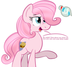 Size: 1065x1000 | Tagged: safe, artist:binkyt11, oc, oc only, oc:mlb-tan, earth pony, pony, exclamation point, female, mare, my little brony, simple background, transparent background