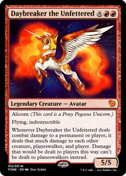 Size: 375x523 | Tagged: safe, artist:das_leben, daybreaker, alicorn, pony, a royal problem, g4, my little pony: friendship is magic, female, magic the gathering, solo, this will end in fire, trading card, trading card edit