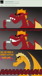 Size: 600x1093 | Tagged: safe, artist:queencold, garble, oc, oc:caldera, dragon, ask caldera, g4, aaaaaaaaaa, ask, comic, dialogue, dragon oc, dragoness, duo, female, gray background, male, mother, mother and son, simple background, teenaged dragon, tumblr