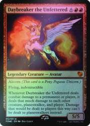 Size: 375x523 | Tagged: safe, artist:das_leben, daybreaker, alicorn, pony, a royal problem, g4, female, foil cards, magic the gathering, solo, this will end in fire, trading card, trading card edit