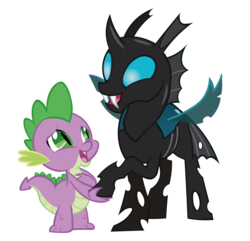 Size: 13856x13380 | Tagged: safe, artist:dragonm97hd, spike, thorax, changeling, dragon, g4, the times they are a changeling, absurd resolution, duo, duo male, male, simple background, singing, song, transparent background, vector