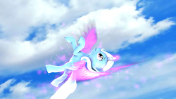 Size: 1920x1080 | Tagged: safe, artist:loveslove, trixie, pony, unicorn, g4, 3d, cloud, cute, cutie mark, diatrixes, eyelashes, female, flying, horn, magic, mare, solo, source filmmaker, wings