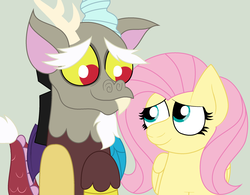 Size: 2376x1856 | Tagged: safe, artist:chalatso, discord, fluttershy, g4, female, male, ship:discoshy, shipping, straight