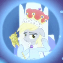Size: 263x263 | Tagged: safe, screencap, derpy hooves, pegasus, pony, a royal problem, g4, animated, best princess, best queen, cropped, crown, dream, dream orbs, female, gif, jewelry, princess derpy, queen derpy, regalia, royal wave, scepter, solo, stabilized, twilight scepter, waving