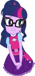 Size: 3000x6501 | Tagged: safe, artist:aqua-pony, sci-twi, twilight sparkle, equestria girls, g4, absurd resolution, bowtie, clothes, female, glasses, looking away, simple background, skirt, solo, transparent background, vector