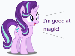 Size: 728x544 | Tagged: safe, edit, starlight glimmer, pony, unicorn, g4, captain obvious, dialogue, female, open mouth, simple background, smiling, solo, text, truth, white background
