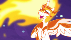 Size: 922x518 | Tagged: safe, screencap, daybreaker, alicorn, pony, a royal problem, g4, animated, female, gif, laughing, solo