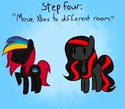 Size: 640x555 | Tagged: safe, artist:marytheechidna, oc, oc only, pony, ask the console ponies, animated, console ponies, gif, playstation, red ring of death, xbox