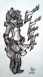 Size: 1836x3264 | Tagged: safe, artist:pantheracantus, oc, oc only, oc:maría teresa de los ponyos paguetti, pony, jojo's bizarre adventure, monochrome, star platinum, traditional art