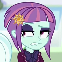 Size: 336x336 | Tagged: safe, screencap, sugarcoat, sunny flare, equestria girls, equestria girls specials, g4, my little pony equestria girls: dance magic, clothes, cropped, crystal prep academy uniform, disgusted, female, reaction image, school uniform, solo focus