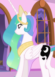 Size: 519x719 | Tagged: safe, screencap, princess celestia, alicorn, pony, a royal problem, g4, butt, butt tail, cropped, female, mare, plot, solo, swapped cutie marks